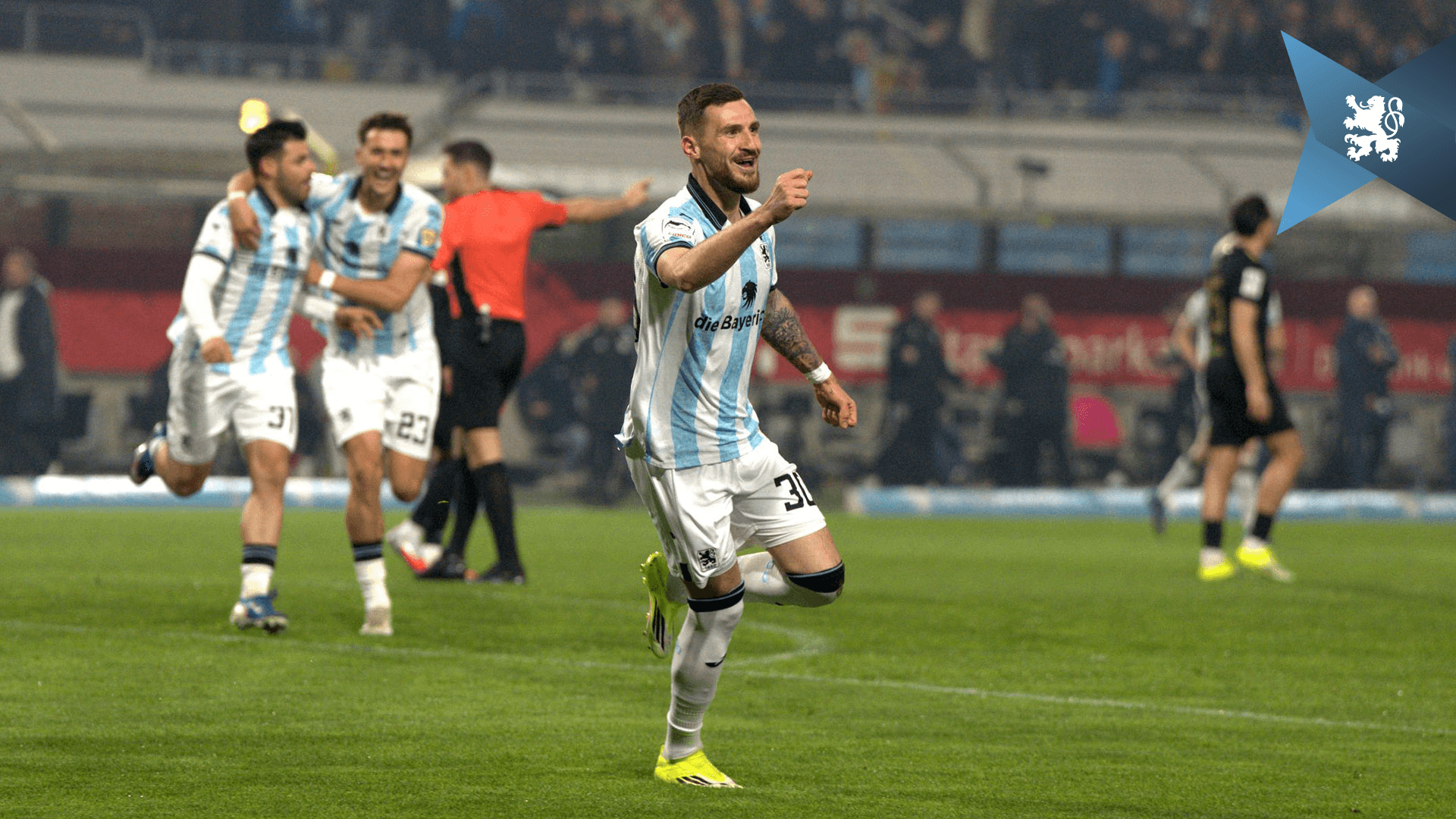 Maximilian Wolfram brachte mit seinem ersten Saisontreffer die Löwen in der 7. Minute gegen Aue in Führung.